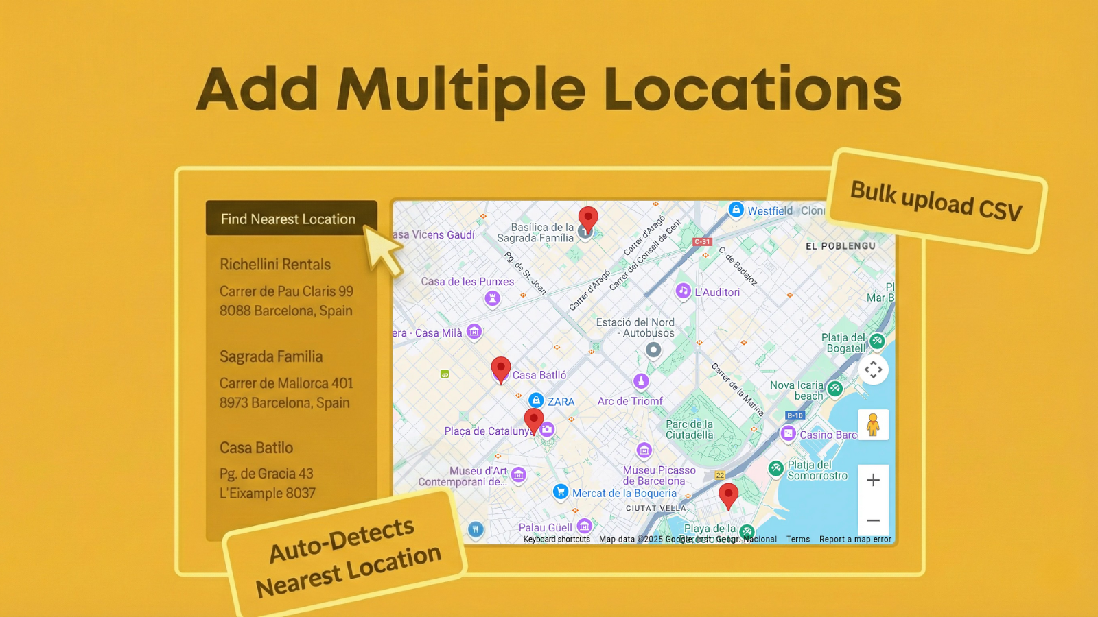Multi-location store locator map with category filters
